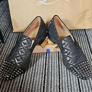 Louboutin Black Studded Mens Loafers